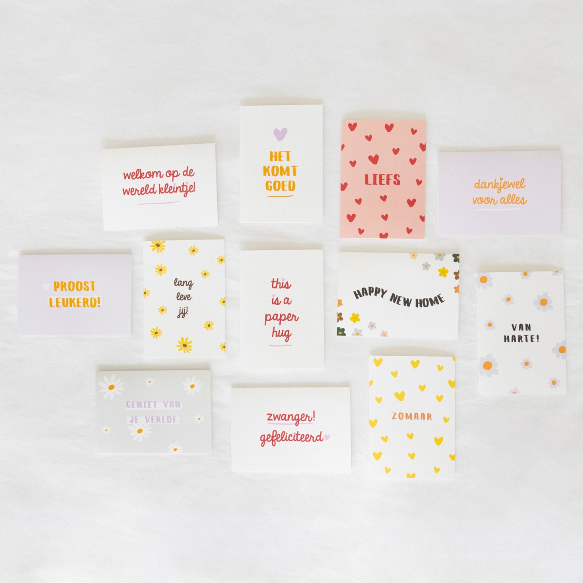 12x hippe wenskaarten (A6 formaat) happy flowers